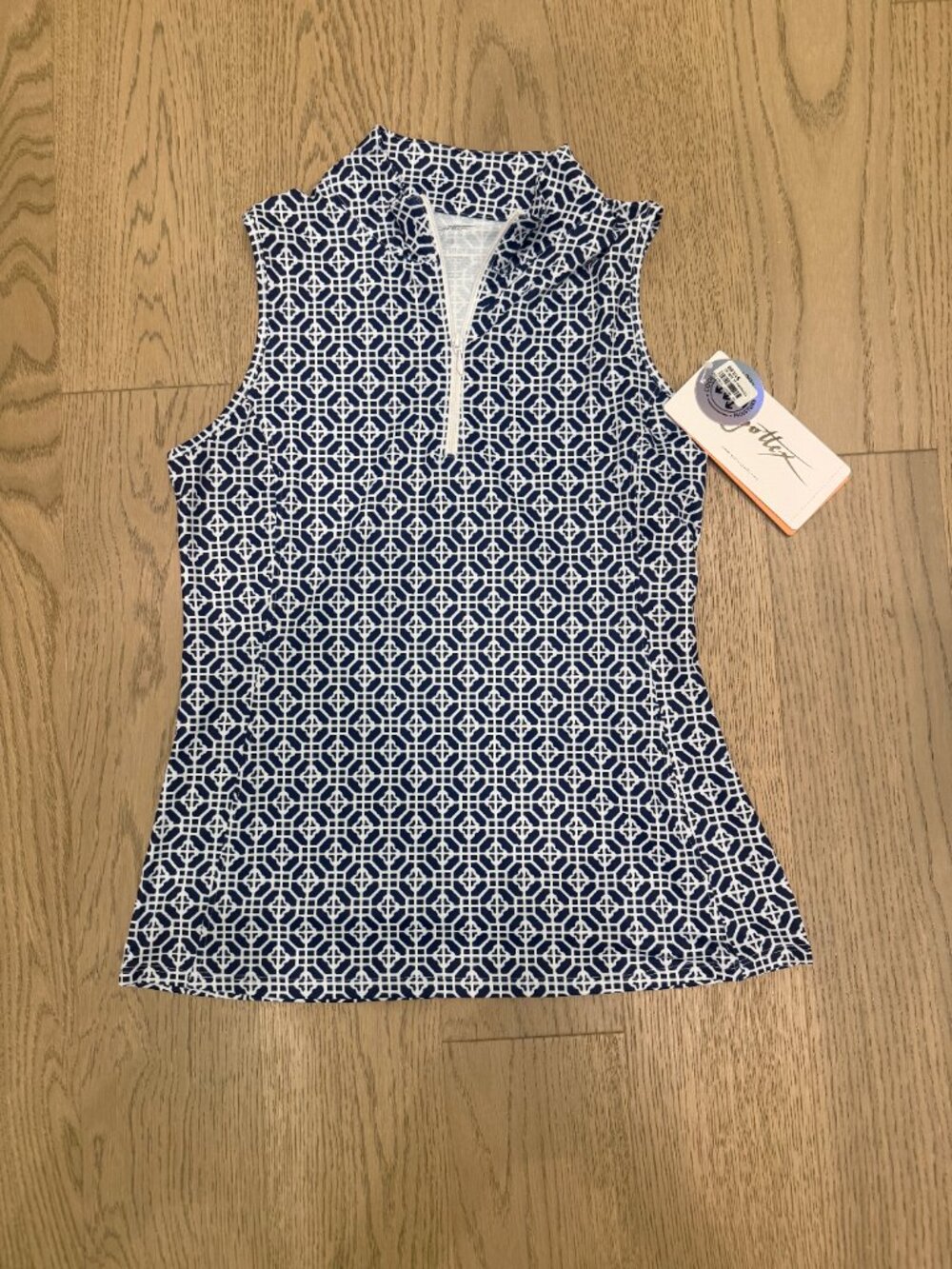 Gottex Navy White Geometric Tank Size S NWT